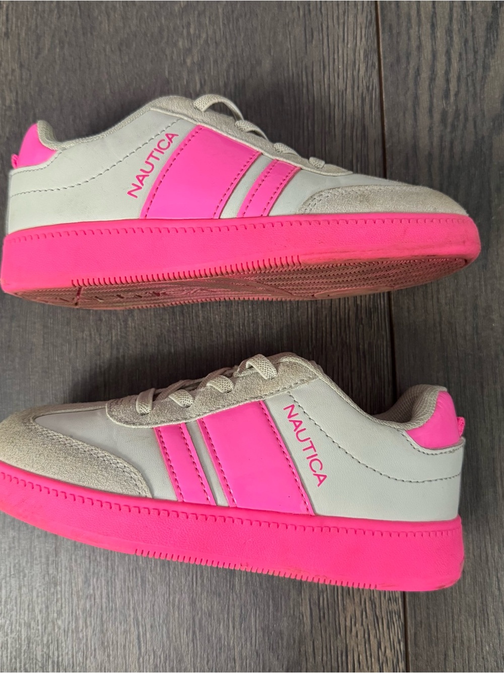 Nautica Kids White Sneakers Hot Pink Accents